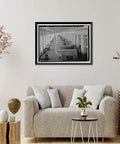 Framed Print Of Wilson Dam And Hydroelectric Plant Turbine And Generator Unit Spanning The Tennessee River On Wilson Dam Road In Muscle Shoals Al Vintage Wall Art From Library Of Congress Archive With A Classic Retro Vibe hung on wall