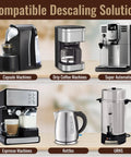 Universal Descaler For Keurig Nespresso Delonghi And All Single Serve Coffee Makers 2 Pack With 4 Uses Made In USA Easy No Fuss Descaling Solution compatibility chart
