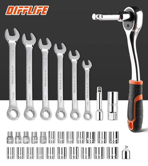 Comprehensive 240 Piece Socket Wrench Tool Set With Plastic Toolbox Storage Case For Auto Repair And Everyday DIY