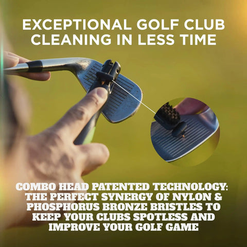 Golf Club Cleaner With Ergonomic Grip And 2.5 Feet Retractable Cord, Pink, Replaceable Bristle Heads And Groove Cleaner For Clean Clubs And Sharper Shots On The Course. club head with nylon and bronze bristles