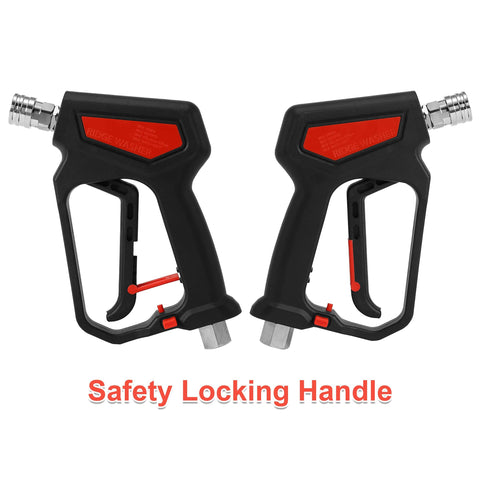 Pressure Washer Spray Gun Kit 5000 PSI 12 GPM With One Quarter Inch Quick Disconnect And Three Eighth Inch Quick Connect, M22-14 mm And M22-15 mm Fittings, Locking Handle for Safer, Easier Cleaning And Tough Jobs