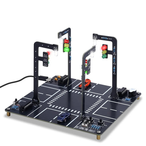 LED Traffic Light Soldering Kit For DIY Fans And STEM Learners Realistic Traffic Signal Circuit Board With Light Sensor