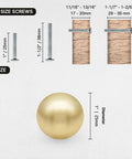 10 Pack Brushed Gold Ball Cabinet Knobs 1 Inch Diameter Zinc Alloy Drawer Pulls with 2 Screw Sizes for Kitchen Cabinets and Drawers