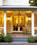 Dusk To Dawn Outdoor Light With Bubble Glass 750 Lumen Built In LED Porch Fixture for modern exterior lighting | Warm 3000K glow