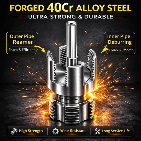 Heavy Duty 4 In 1 Water Pipe Threader Tool For Pvc And Copper Pipes, forged 40Cr alloy steel construction, sharp outer pipe reamer.