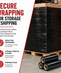 Heavy Duty Black 18 Inch Stretch Wrap 80 Gauge 20 Pack For Moving Furniture Protection And Pallet Wrapping That Stays Put And Keeps Your Stuff Safe And Secure on pallet