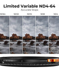 Limited Variable ND4-64 filter comparison, rocky seascape, bottom view of 77mm ND4 to ND64 Variable ND and CPL 2 In 1 Lens Filter.