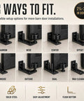 Image showing 8 ways to fit Heavy Duty Sliding Barn Door Guide With Carpet Safe Floor Track Keeps Doors Dead Center And Delivers Smooth As Butter Performance Across Any Room Zero Hassle Install And No Sweat Adjustment.