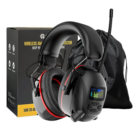All In One Wireless Hearing Protection Headphones With Bluetooth 6.0 AM FM Radio Digital Display 30 SNR Noise Reduction