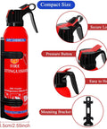 4 Pack Dry Chemical Fire Extinguishers Portable Dry Powder Fast Acting Units With Mount, Secure Lock, Pressure Button