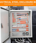 Built To Last Cold Rolled Steel Electrical Enclosure Box 20X16X8 Inch showing internal wiring and components protection