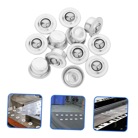 12 Pack Mounted Ball Bearing Transfer Casters Silver Steel Caster Wheels For Furniture Low Torque With Protective Cover