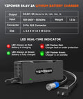 2A Fast Ebike Charger For 48V Lithium Batteries With 54 Point 6V Output, 3 Pin XLR Connector, Fan Cooled, Red Green Indicator