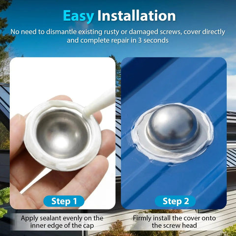 Stainless Steel Roofing Screw Caps Quick Fix for Roof Leaks, Cover Old Screw Heads with One Easy Install, application steps