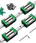 Durable 300mm Linear Guide Rail Kit With Four Bearing Blocks for CNC routers, lathes, and 3D printers. Includes assembly tools.