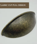 Antique Brass Cup Pulls Eight Pack With Two And A Half Inch Hole Centers Vintage Bin Style Cabinet Handles with classic cup pull design