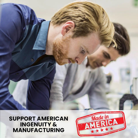 Two men working in American manufacturing with a "Made in America" label, related to Remote WiFi Temperature And Humidity Sensor With Data Logger No Subscriptions Around The Clock Monitoring Alerts Via App Email And Text Messages Works With Alexa And IFTTT Made In America.