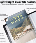 30 Pocket Portfolio Binder With 60 Pages And 8.5x11 Size showing open clear plastic sleeve with document insertion
