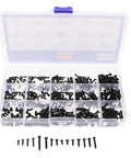 450 Pc Black Self Tapping Screws Kit Round Head Set For Metal And Small Electronics, Carbon Steel, Weather Resistant