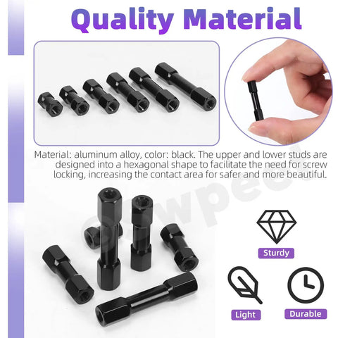 Image showing a Six Sizes M3 Aluminum Hex Standoff Spacer Set, 48 Pieces With Eight 10mm 15mm 20mm 25mm 30mm 35mm Spacers.