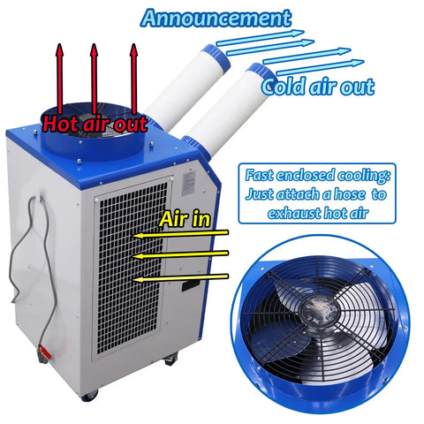 Heavy Duty Industrial Portable Air Conditioner 18700 BTU Knockout Spot Cooler With 780 Cubic Meter Hour Airflow built for enclosed spaces.