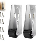 Rock Solid Vertical Track Roller Wheels With Thick Rubber Casters For Zero Sag Barn Doors And Ride Smooth Sliding Door Hardware Replacement Two Pack, featuring durable steel housings and attached black rubber wheels.