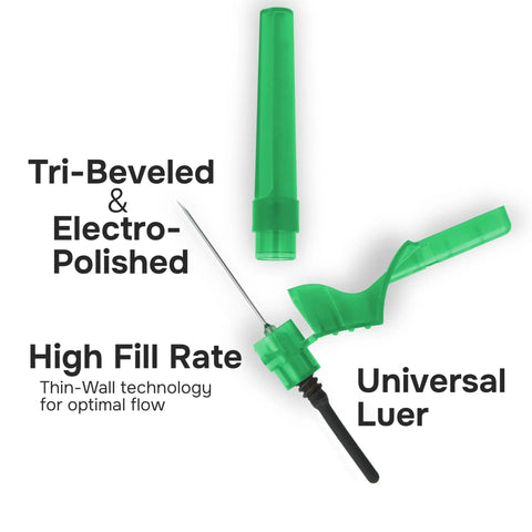Sterile Lab Pro Grade 21G 1.25 Inch Dispensing Needles Universal Fit 48 Pack Color Coded Ergonomic Shield Thin Wall Stainless Steel for Multi Sample Collection and Optimal Flow in Labs, universal Luer tip