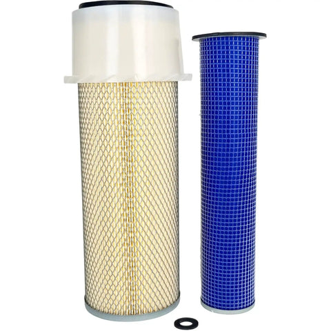 Maintenance Filter Kit For Case 1845C 1840 And Cummins 4B3.9 Engines Including Lube Filter Fuel Separator Water Separator Hydraulic Filters Plus Axial Seal Air Filter For Skid Steer Loader And Related Heavy Equipment showing air and hydraulic filters.