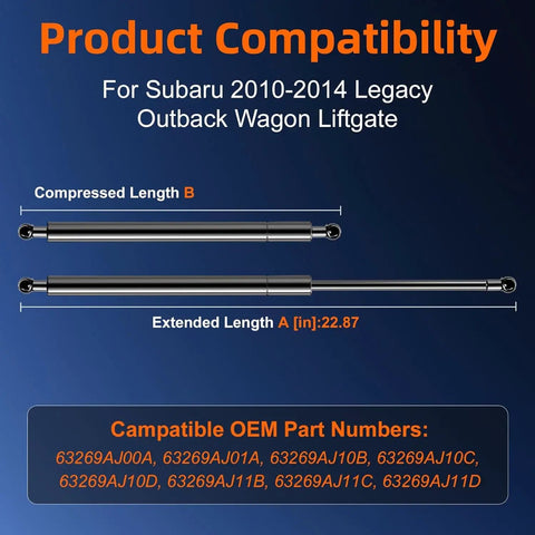 Subaru Legacy Outback Liftgate Lift Support With Bracket Replacement 2 Pack For 2010 2011 2012 2013 2014 specs