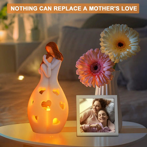 From Daughter To Mom Candle Holder With Flickering LED Flameless Candle in heart shape, thoughtful home decor on table