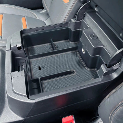 Center Console Organizer Tray For Full Size Trucks Fits Silverado 1500 Sierra 2500HD 3500HD With Bucket Seats Black Durable ABS Plastic Easy Install In Cabin Storage Boost For Your Ride
