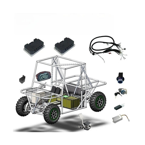Badass Dual Drive Wiring Harness Plug And Play For Custom Ev Builds Hot Rod Electric Motorcycle Conversion Kit parts layout with battery and controller.