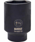 Six Point 1/2 In Deep Drive Impact Socket 1-1/2 In SAE With Direct Torque Technology Chrome Vanadium Finish