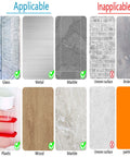 Chart showing applicable and inapplicable surfaces for installing Clear Corner Protectors For Baby Safety, Thickened Edge Guards For Tables And Furniture.
