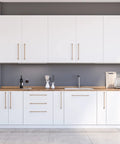 Modern kitchen with white cabinets painted with Semi Gloss Latex Paint For Doors And Trim, Cabinets And More, Brite White, 5 Gallons