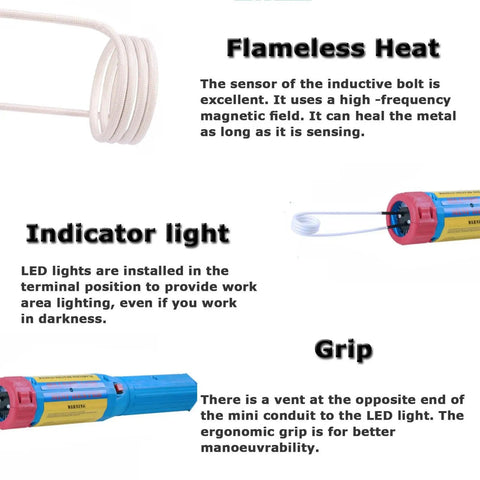 Handheld Electromagnetic Induction Heater 1000W Flameless Bolt Nut Bearing Extractor showing ergonomic grip and indicator light.