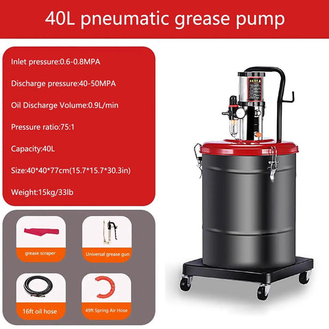 Shop Certified Top Tier Pneumatic Grease Pump With 75 to 1 Pressure Ratio And Direct 5 Gallon Drum Fitment, Built Rock Hard For Heavy Duty Crews, Flows Blazing Fast With 16 Foot Air Hose For Stress Free Wrench Sessions