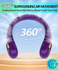 Portable Neck Fan With Hands Free Wearable Design, Bladeless USB Rechargeable showing 360° air movement