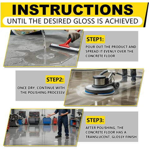 Heavy Duty Penetrating Concrete Sealer And Hardener For Garage Driveways And Basements applying liquid sealer to concrete floor.