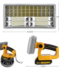 20V Max LED Flood Light for Dewalt Batteries 40W Portable Work Light with wide beam high output dimensions shown
