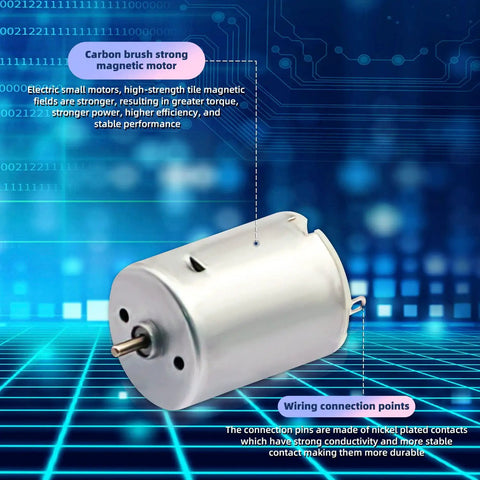 8 Pack DC Motors 3V To 12V 280 Micro Round Shaft Electric Motors for DIY projects showcasing carbon brush and wiring points