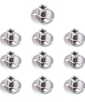 Pack Of 10 M6 Brad Hole Tee Nuts Built Tough With Zinc Coated Carbon Steel And A Flat Round Base Offering Serious Grip For Screw In Furniture Hardware And Big Time Home Repair Projects That Pull Through. Set of 10 tee nuts with flat round bases.