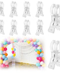 Transparent Balloon Arch Clips 10 Pack Durable Plastic Spring Clamps For Balloon Garlands showcased with colorful balloon arch