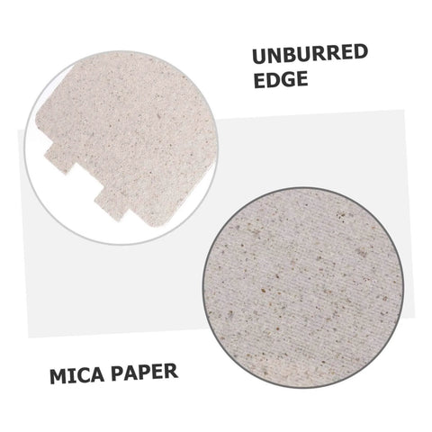 Close-up of 5 Pack Mica Sheets For Microwave Oven Insulation And Waveform Plate Replacement, highlighting unburred edge and texture.