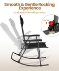 26 Inch Zero Gravity Outdoor Rocking Chairs Set Of 2 Foldable Loungers With Phone Holder and Locking Mechanism Detail