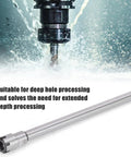 Heavy Duty ER11M 150L Collet Chuck Holder With Straight Shank Extension For Lathe And CNC Milling Tools in action during deep hole drilling.