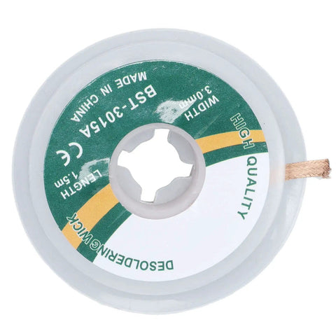 Spool of Desoldering Wick No Clean Alloy Copper Solder Removal Braid 1.5m Length 3.0mm Diameter for PCB maintenance