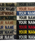 Custom Uniform Embroidered Name Tape For Army Air Force And Police Sew On Or Hook Fastener Black With Your Text And Embroidery Color Standard 1 X 5 Inches, various colors displayed.
