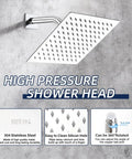 Top Notch Chrome Shower System With Rainfall Head Wall Mounted Faucet With Tub Spout Handle Set Trim Kit And Rough In Valve All Metal Construction For A Durable Spa Worthy Bathroom Remodel high pressure stainless steel shower head on wall