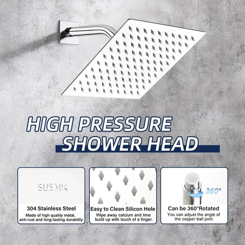 Top Notch Chrome Shower System With Rainfall Head Wall Mounted Faucet With Tub Spout Handle Set Trim Kit And Rough In Valve All Metal Construction For A Durable Spa Worthy Bathroom Remodel high pressure stainless steel shower head on wall